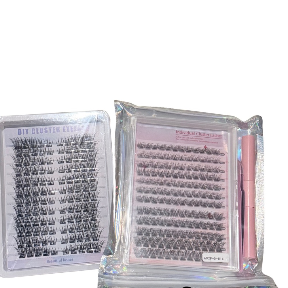 DIY Cluster Eyelashes with Pink Applicator